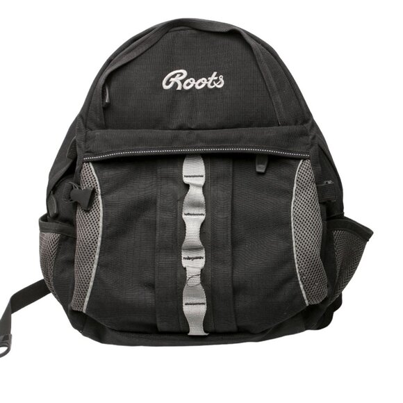 ROOTS Backpack Knapsack Bag Black Grey School Travel Hiking Outdoors Summer - Picture 2 of 13